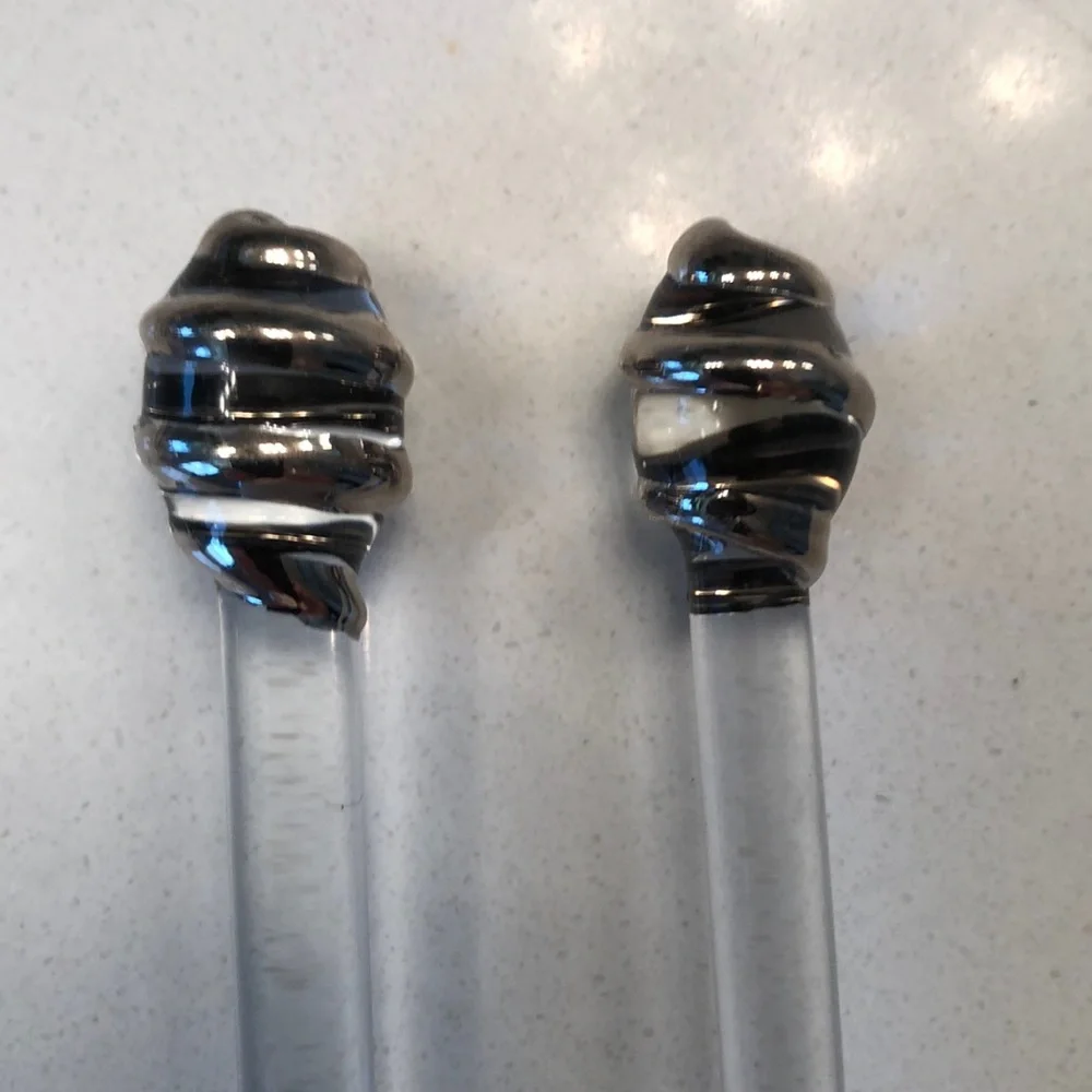 Hand Blown Glass Stunning Appetizer Spoon and Fork